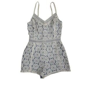 Endless Rose Women's Blue and White Playsuit-romper